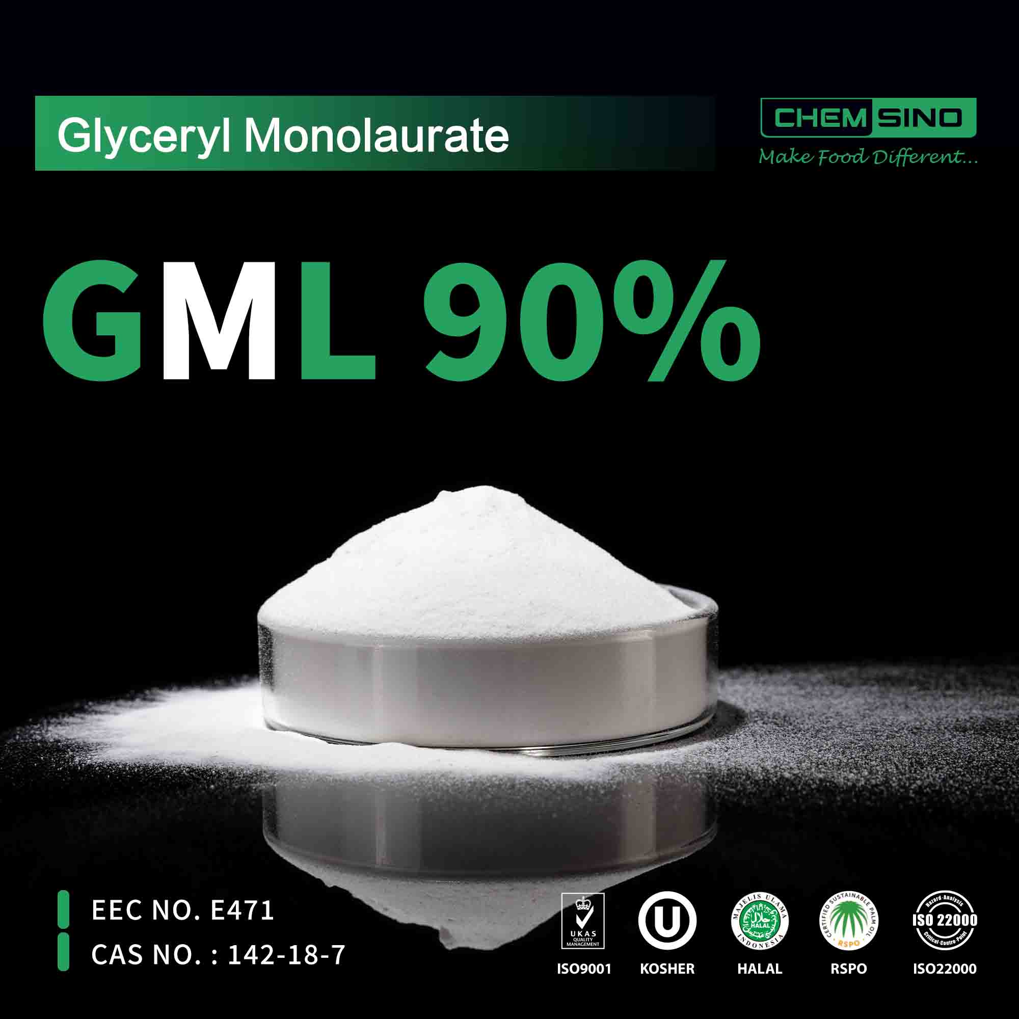 Glyceryl Monolaurate 90 Halal e471 Food Ingredient